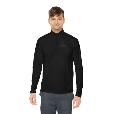 Quarter-Zip Pullover with Minimalist White Logo - Lightweight Athletic Jacket