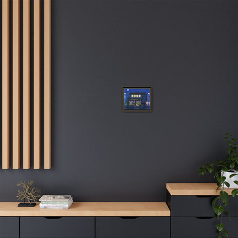 Nighttime Japanese Shop Matte Canvas Print (Framed)