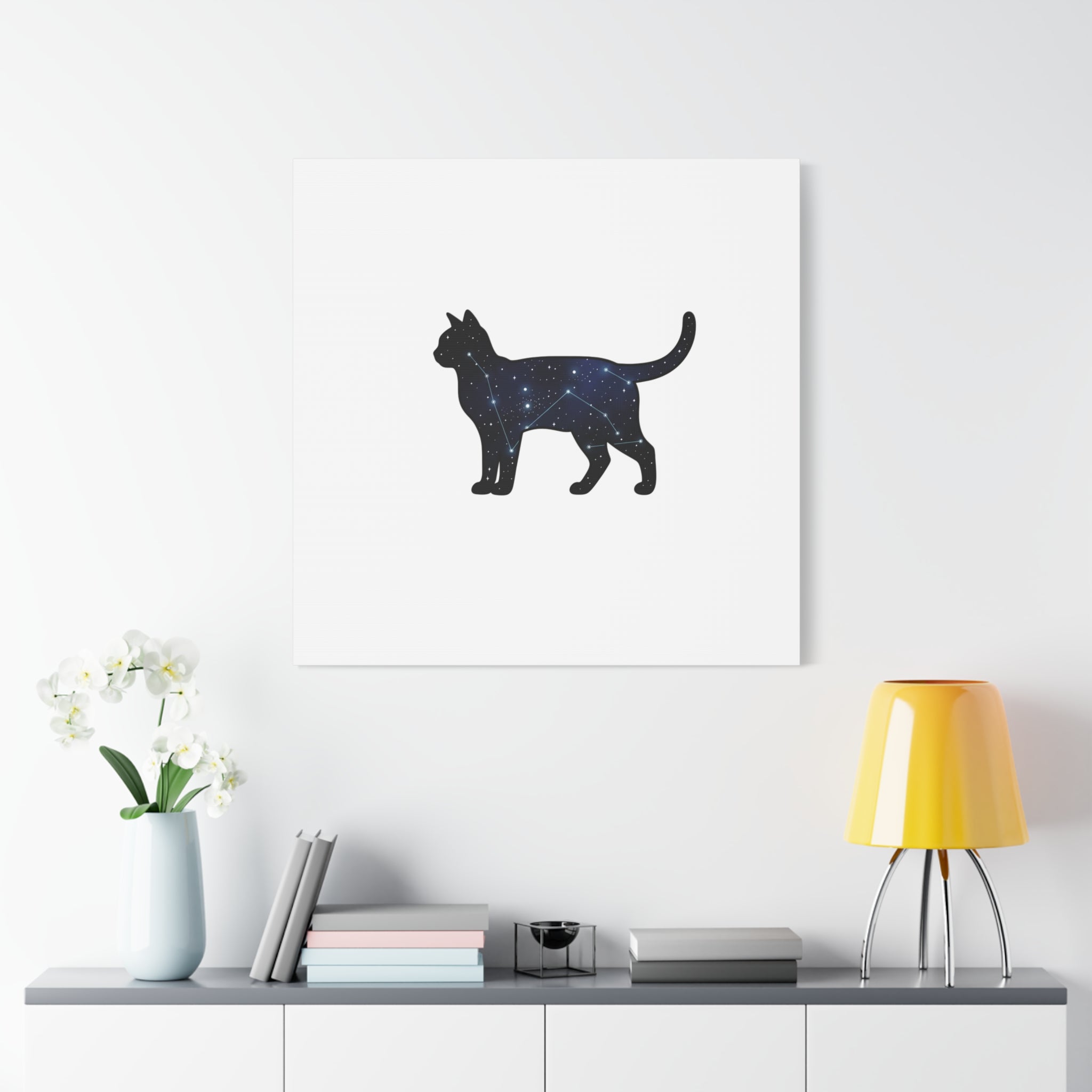 Galaxy Cat Canvas, Stretched Matte Print | Grunge Revival, Dark Plaid Aesthetic