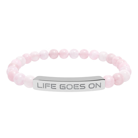 Engraved 'Life Goes On' Natural Stone Stretch Bar Bracelet