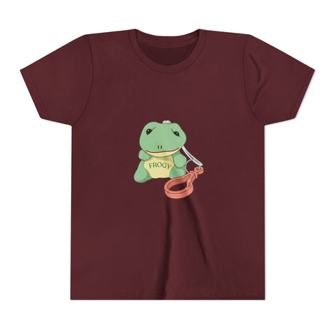 Youth Tee — Cute Frog with Leash Kids T-Shirt ("Adopted")