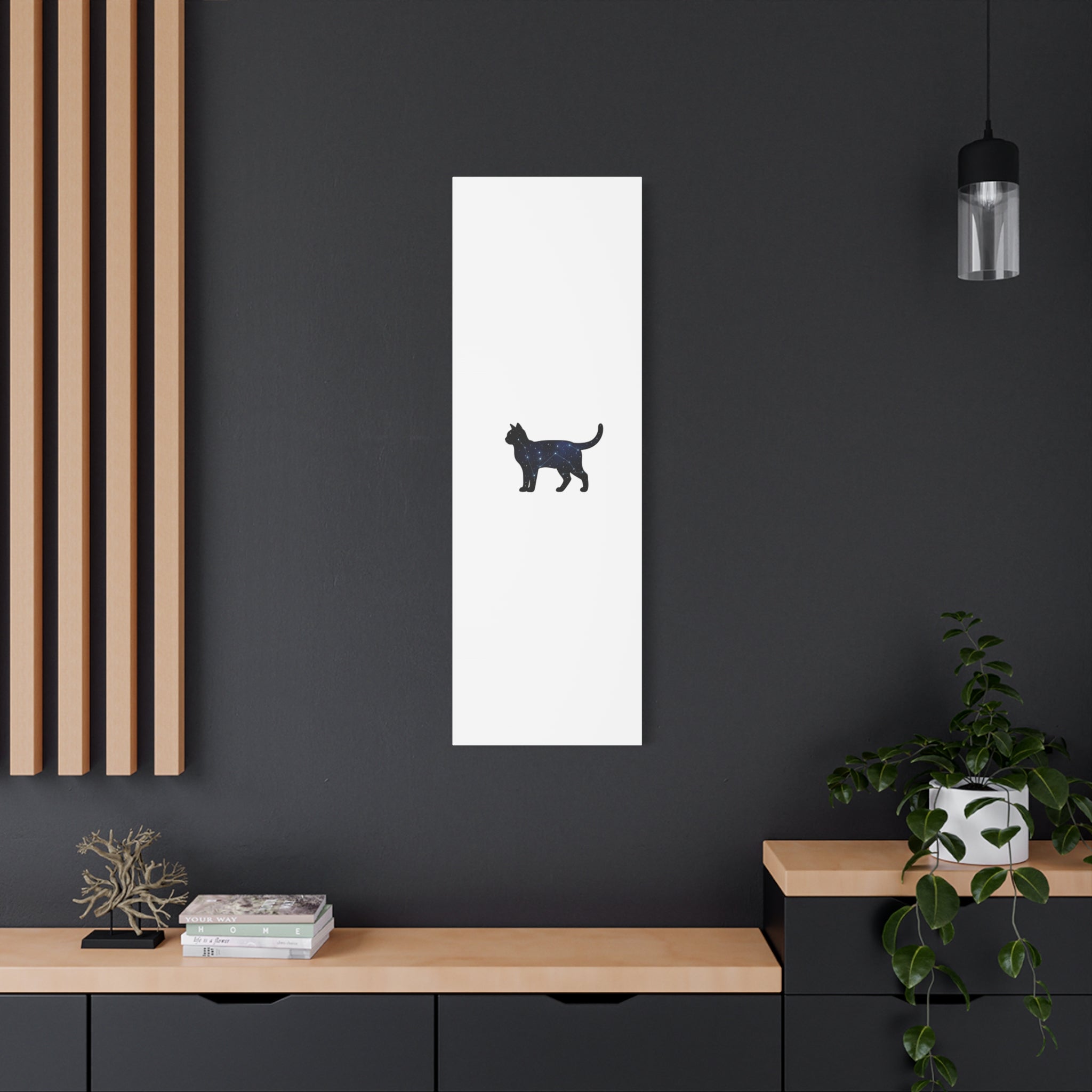 Galaxy Cat Canvas, Stretched Matte Print | Grunge Revival, Dark Plaid Aesthetic