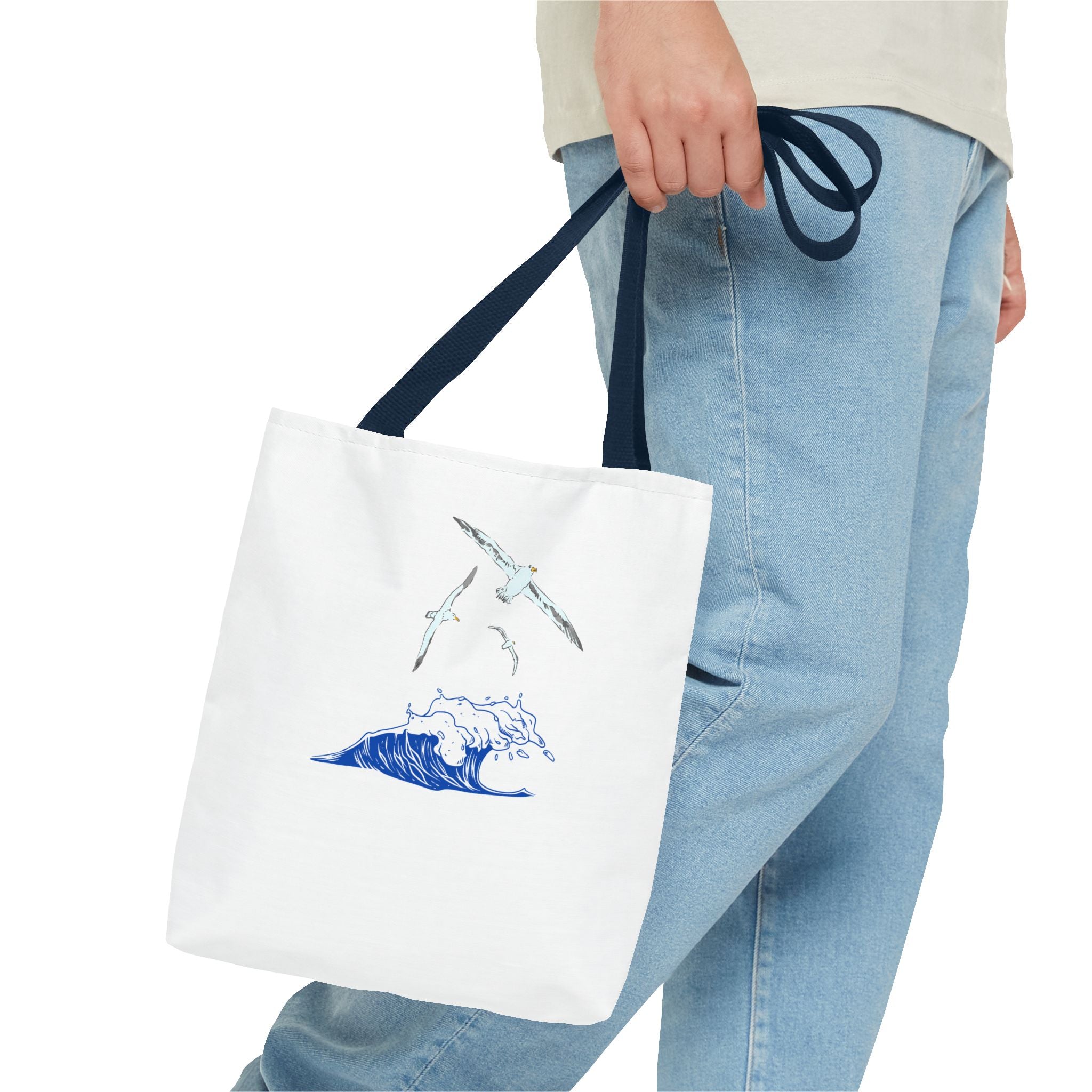 Ocean Wave Tote Bag — Whale & Seagull Beach Canvas Tote