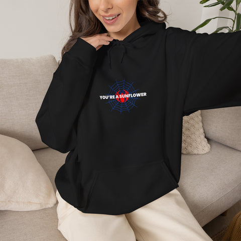 Hoodie — "You're a Sunflower" Retro Spiderweb Graphic Pullover