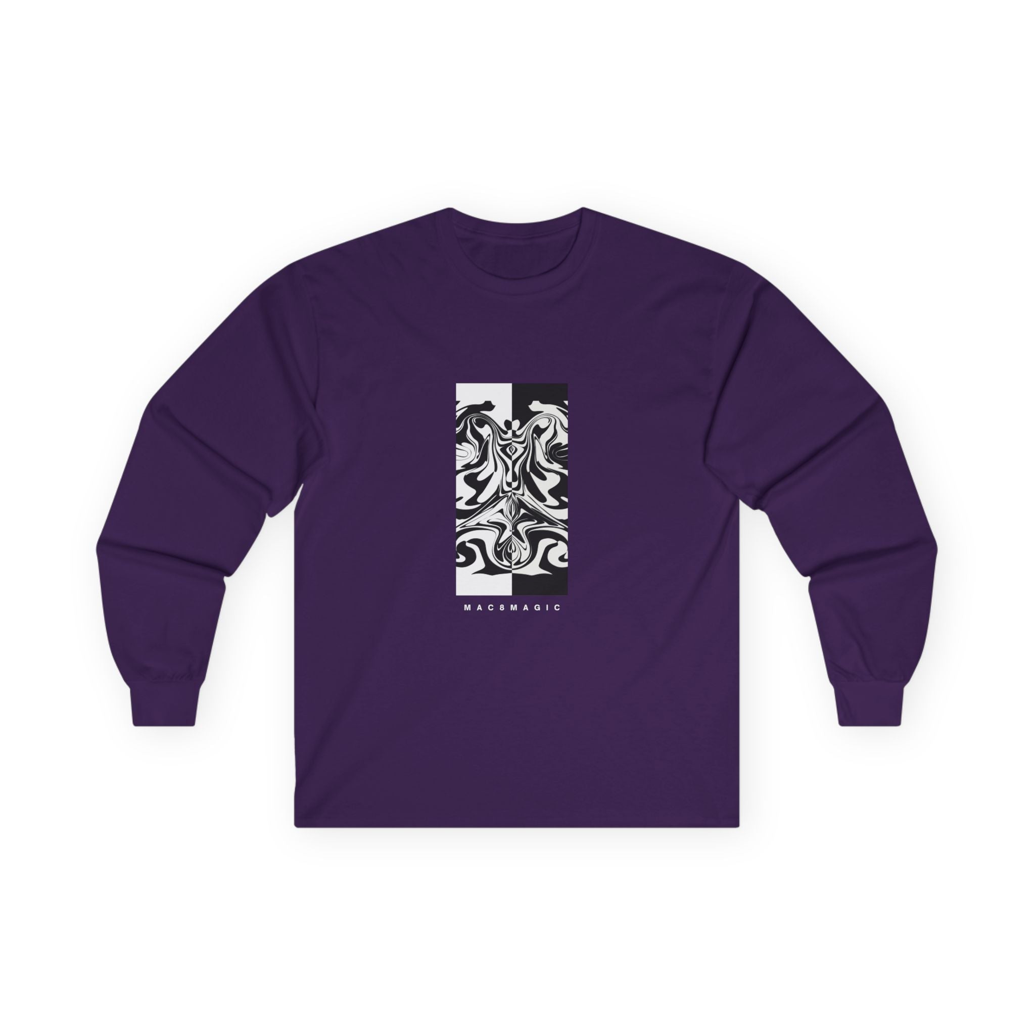 Long Sleeve Tee — Black Abstract Marble 'Alchemical' Graphic