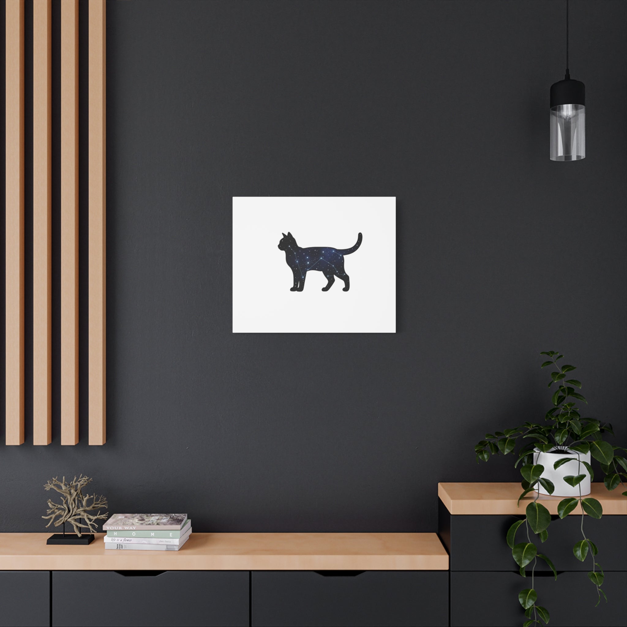 Galaxy Cat Canvas, Stretched Matte Print | Grunge Revival, Dark Plaid Aesthetic