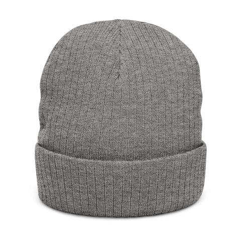 Embroidered Spider Ribbed Knit Beanie - Gray Winter Hat