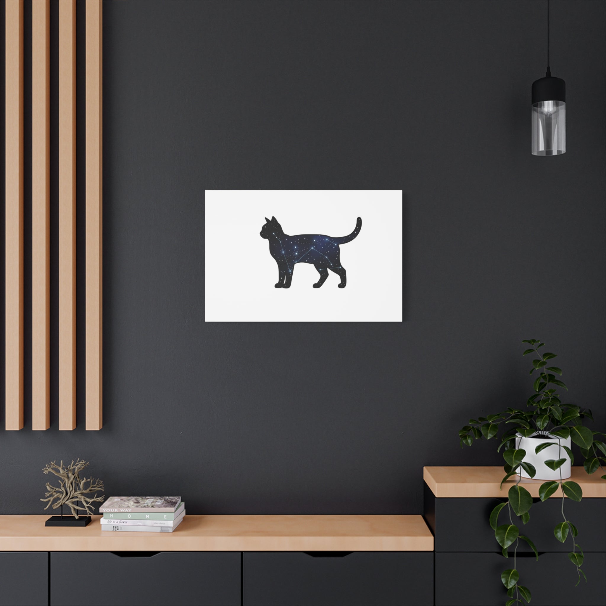 Galaxy Cat Canvas, Stretched Matte Print | Grunge Revival, Dark Plaid Aesthetic