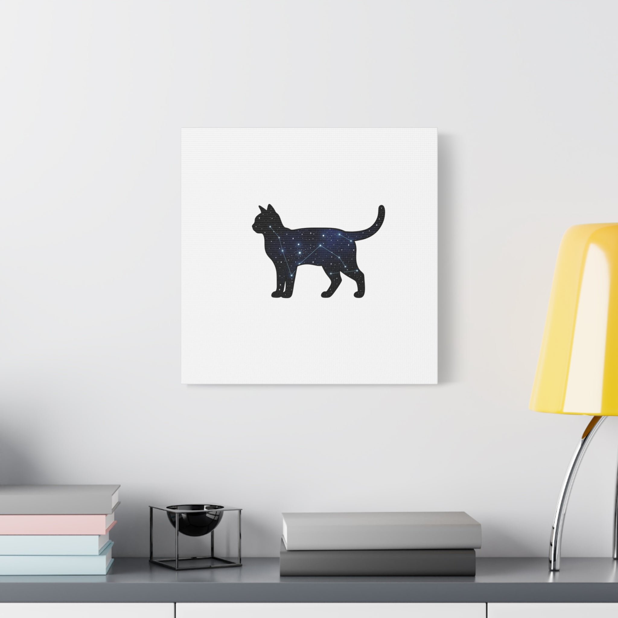 Galaxy Cat Canvas, Stretched Matte Print | Grunge Revival, Dark Plaid Aesthetic