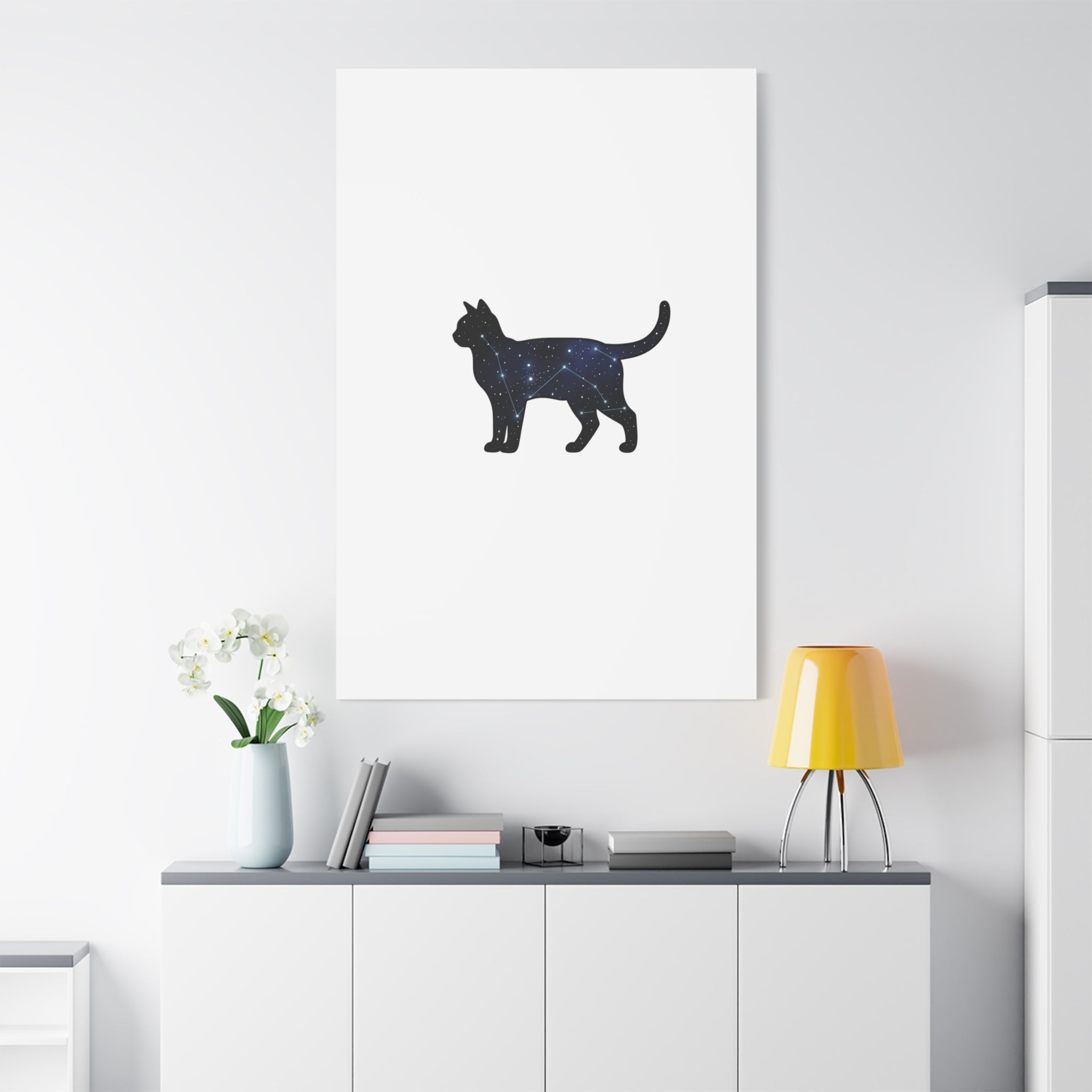 Galaxy Cat Canvas, Stretched Matte Print | Grunge Revival, Dark Plaid Aesthetic