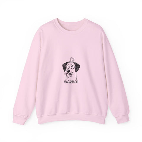 Sweatshirt — Whimsical 'Mac 8 Magic' Dog Illustration Crewneck