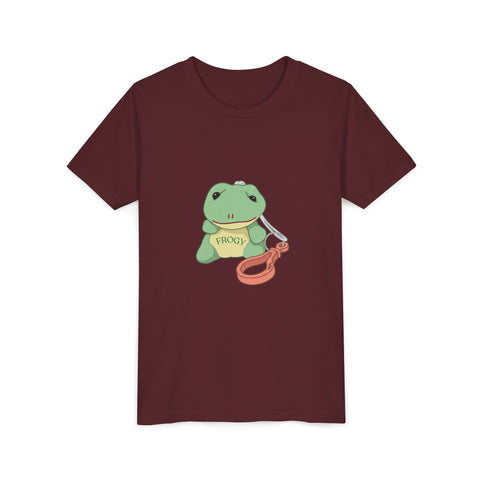 Youth Tee — Cute Frog with Leash Kids T-Shirt ("Adopted")