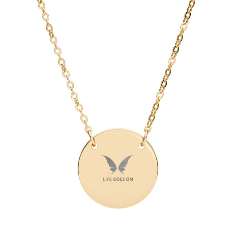 Engraved Butterfly Circle Necklace — Personalized Disc Pendant