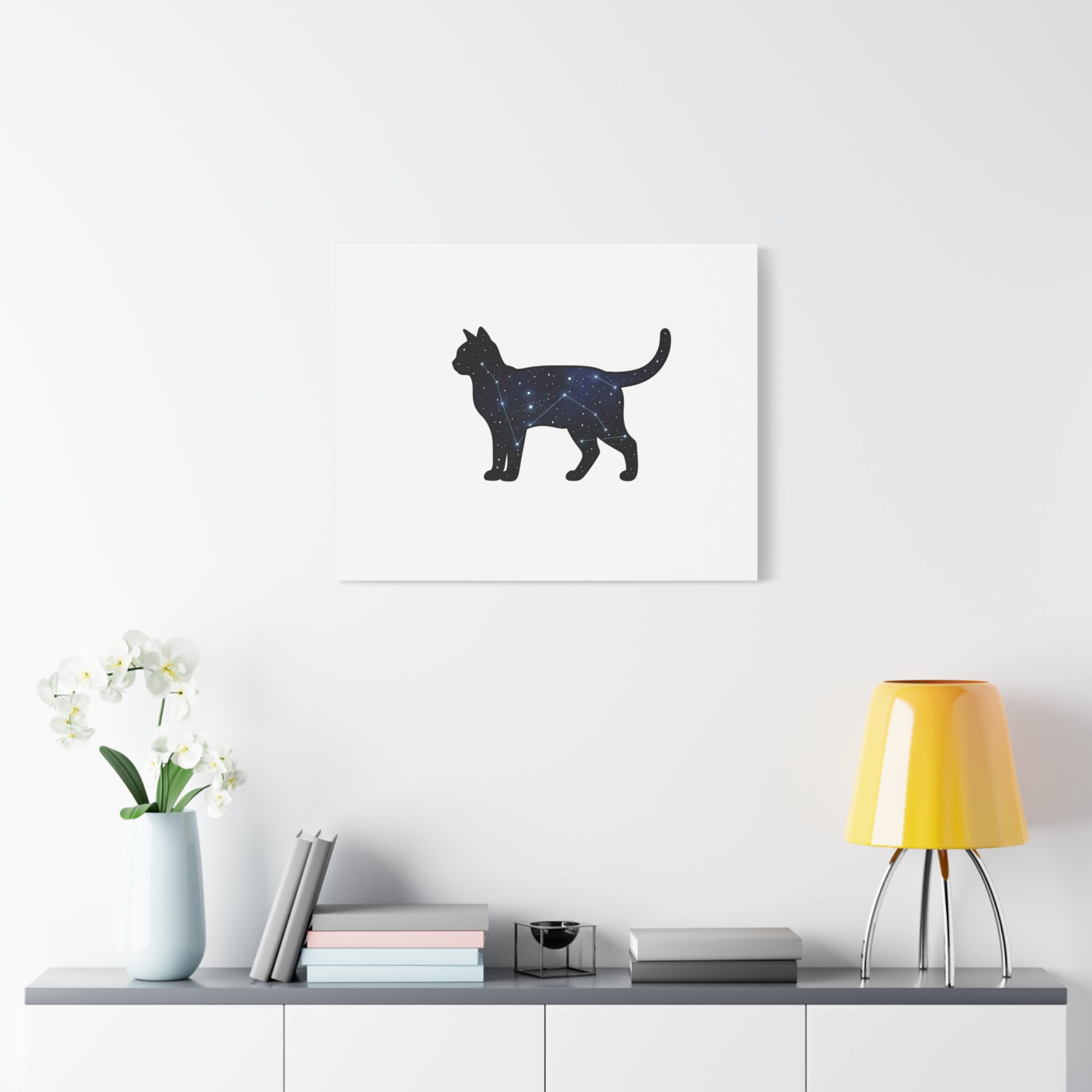 Galaxy Cat Canvas, Stretched Matte Print | Grunge Revival, Dark Plaid Aesthetic
