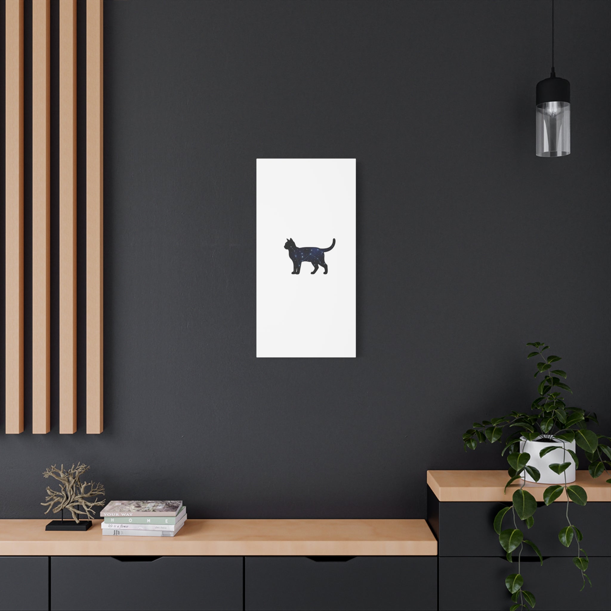 Galaxy Cat Canvas, Stretched Matte Print | Grunge Revival, Dark Plaid Aesthetic