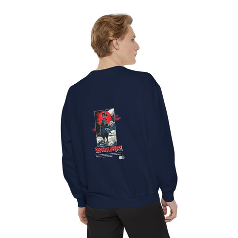 Samurai Graphic Sweatshirt — Retro Japanese Wave & Rising Sun Design