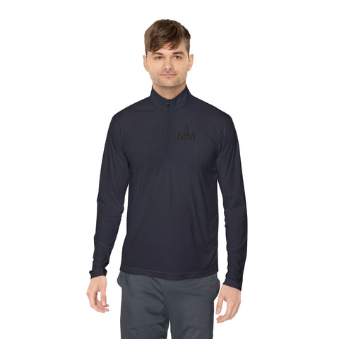 Quarter-Zip Pullover with Minimalist White Logo - Lightweight Athletic Jacket