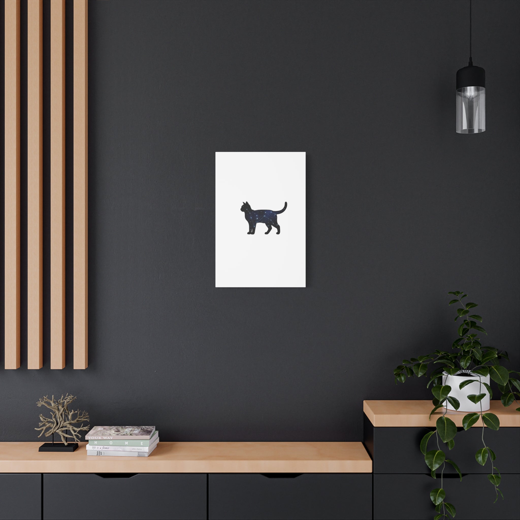 Galaxy Cat Canvas, Stretched Matte Print | Grunge Revival, Dark Plaid Aesthetic