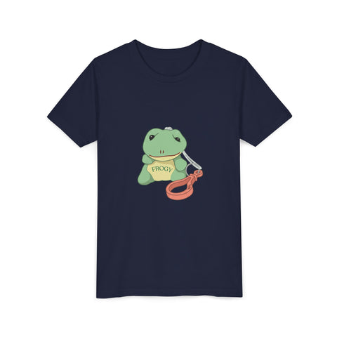 Youth Tee — Cute Frog with Leash Kids T-Shirt ("Adopted")