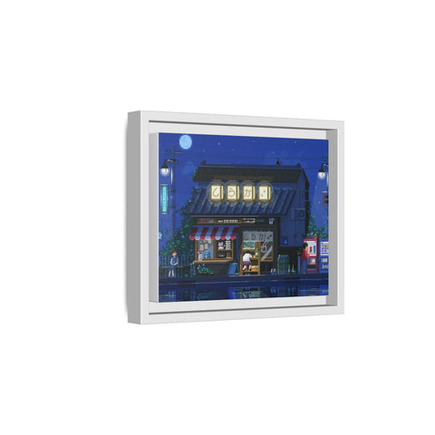 Nighttime Japanese Shop Matte Canvas Print (Framed)