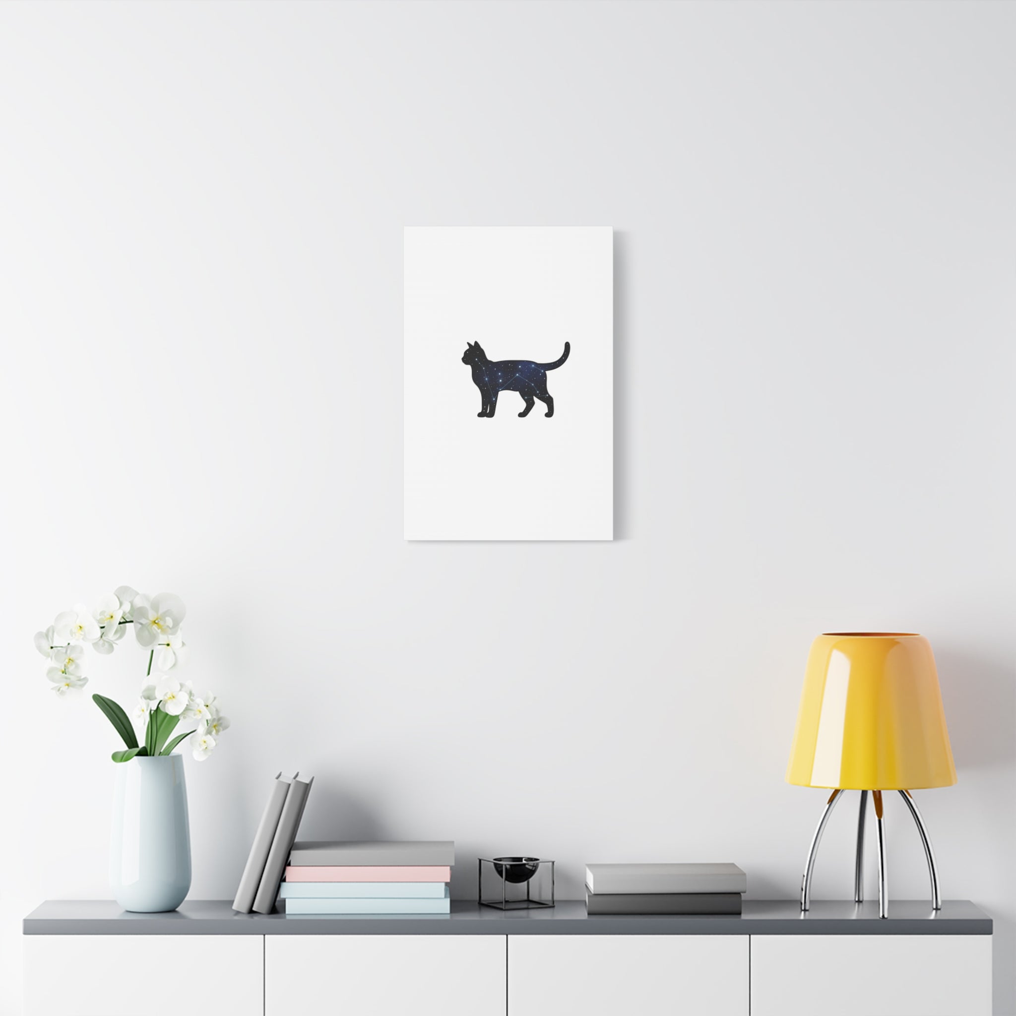 Galaxy Cat Canvas, Stretched Matte Print | Grunge Revival, Dark Plaid Aesthetic
