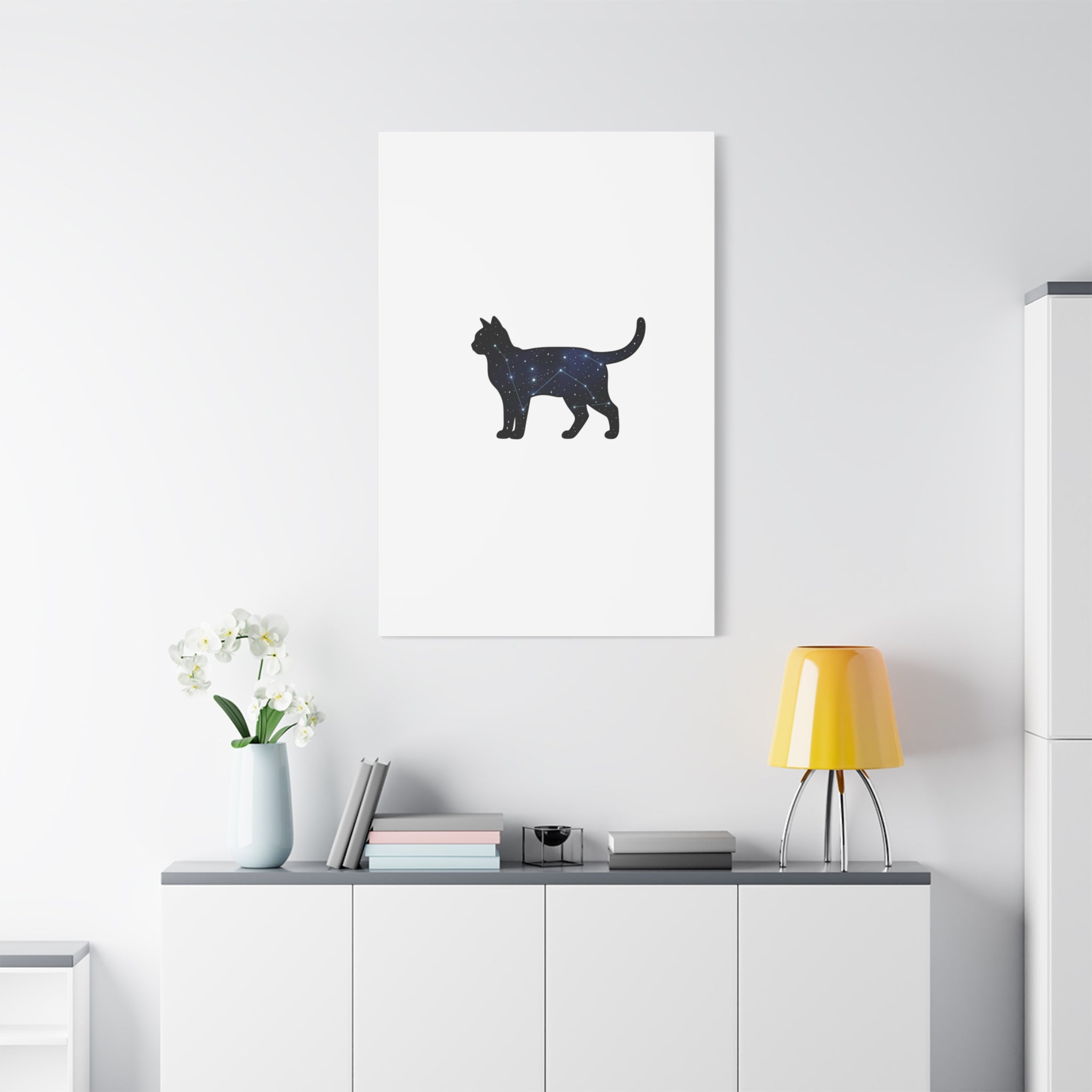 Galaxy Cat Canvas, Stretched Matte Print | Grunge Revival, Dark Plaid Aesthetic
