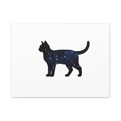Galaxy Cat Canvas, Stretched Matte Print | Grunge Revival, Dark Plaid Aesthetic