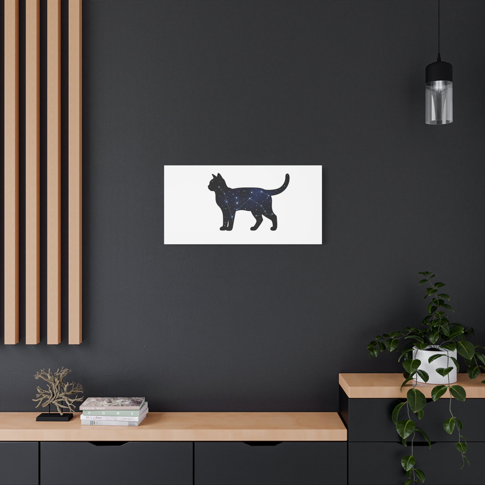 Galaxy Cat Canvas, Stretched Matte Print | Grunge Revival, Dark Plaid Aesthetic