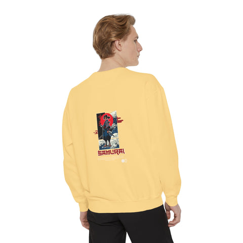 Samurai Graphic Sweatshirt — Retro Japanese Wave & Rising Sun Design