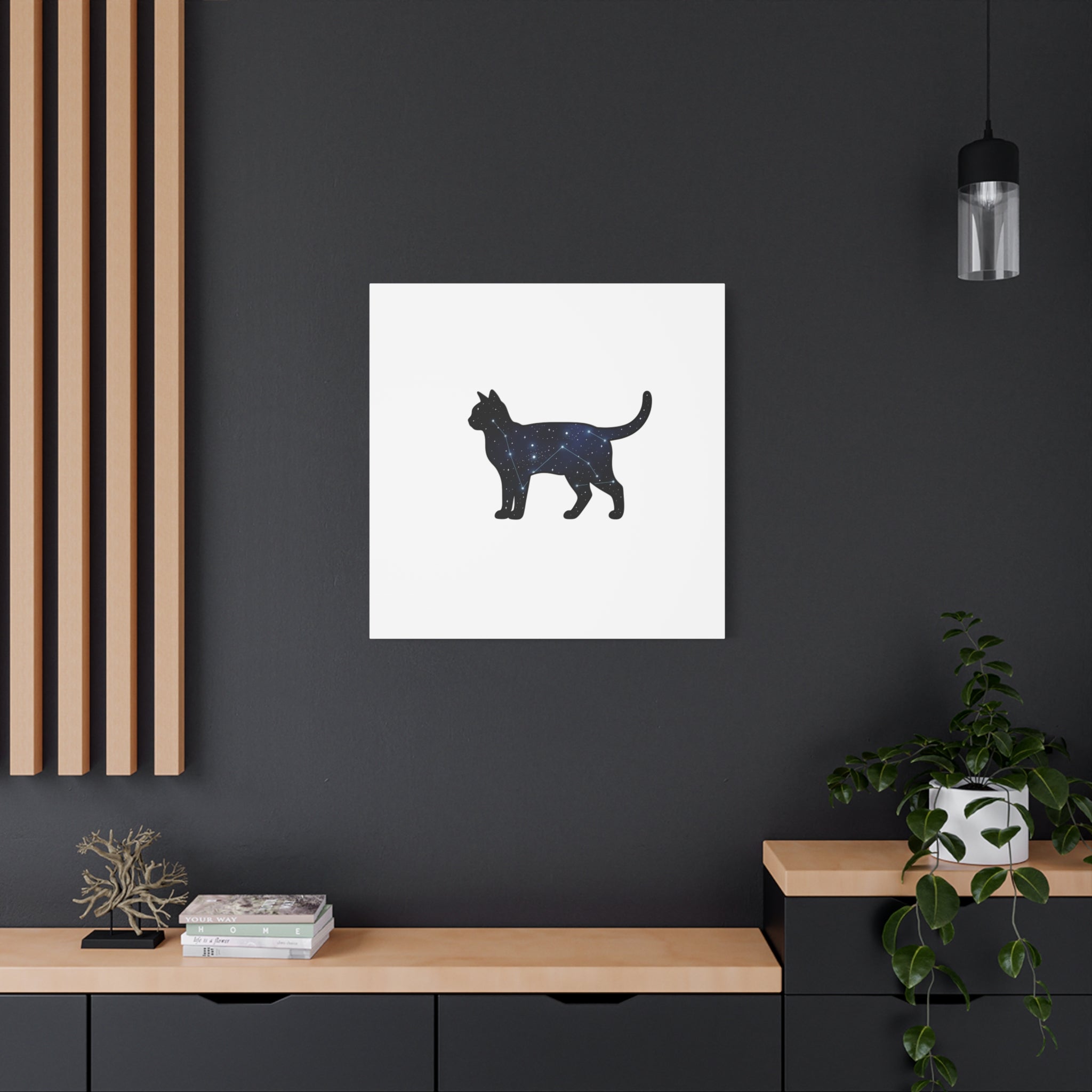 Galaxy Cat Canvas, Stretched Matte Print | Grunge Revival, Dark Plaid Aesthetic