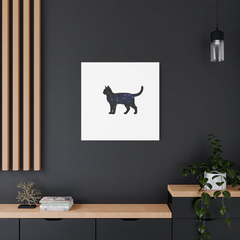 Galaxy Cat Canvas, Stretched Matte Print | Grunge Revival, Dark Plaid Aesthetic