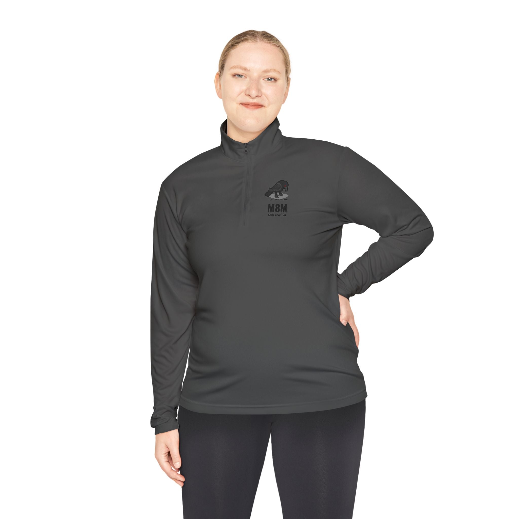 Quarter-Zip Pullover — Minimal Black Logo Athletic Pullover